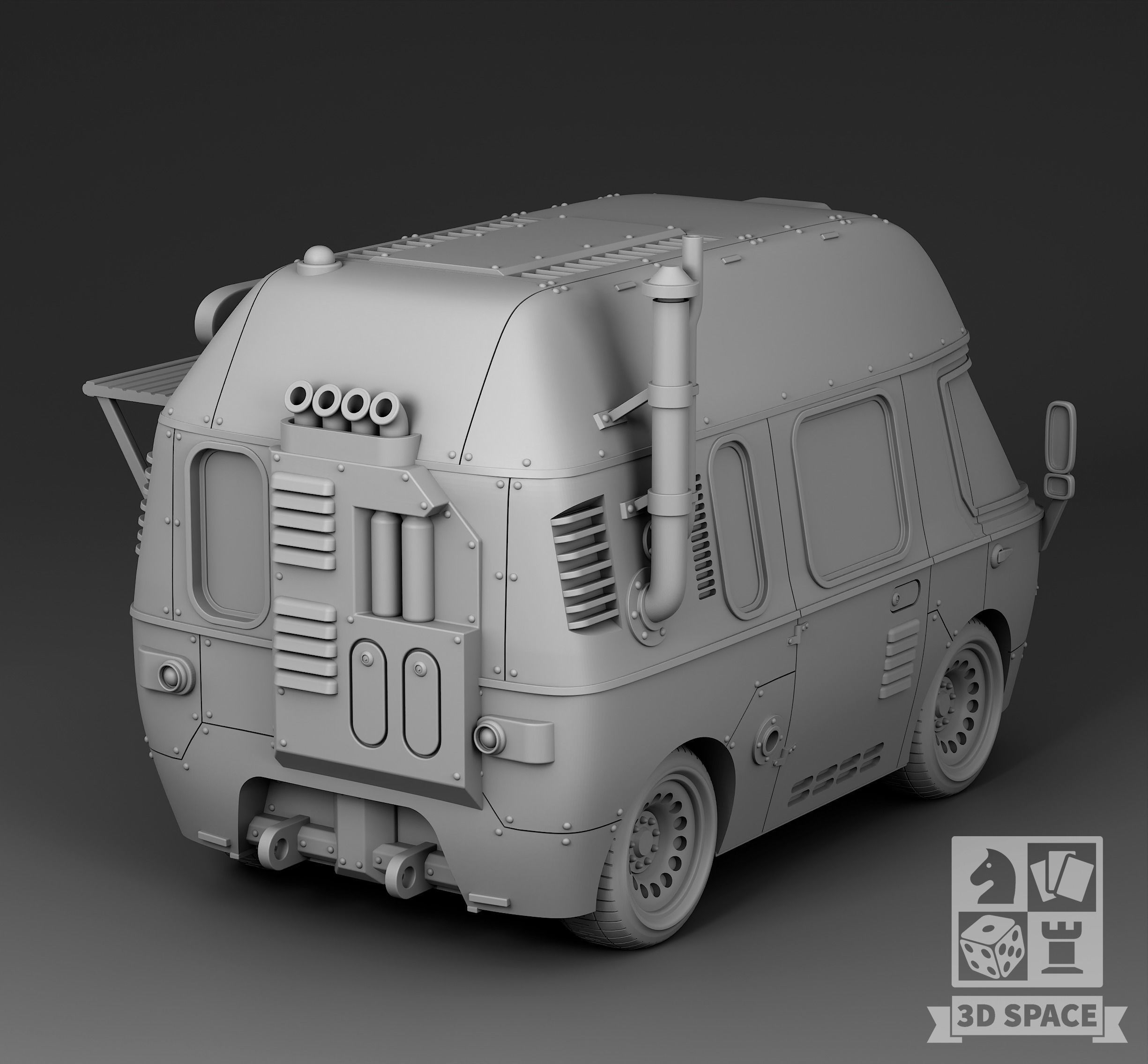 Futuristic Minibus with food 3D print model_1