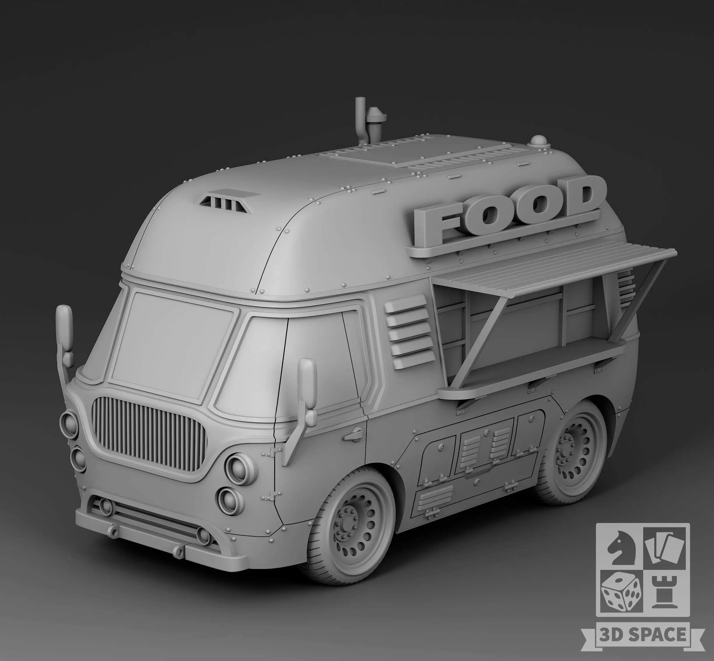Futuristic Minibus with food 3D print model_0