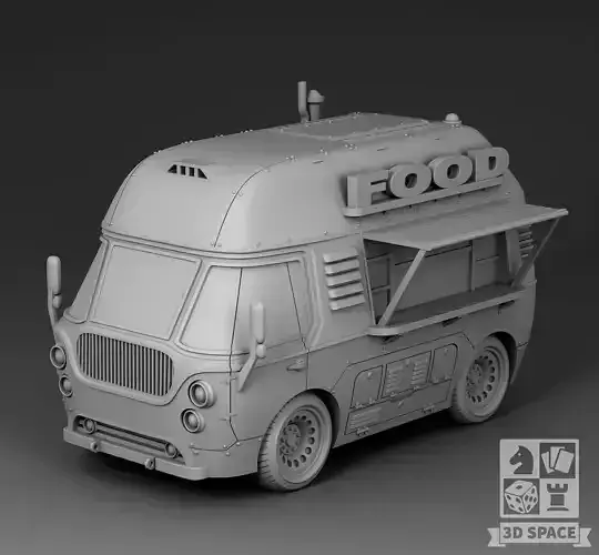Futuristic Minibus with food 3D print model