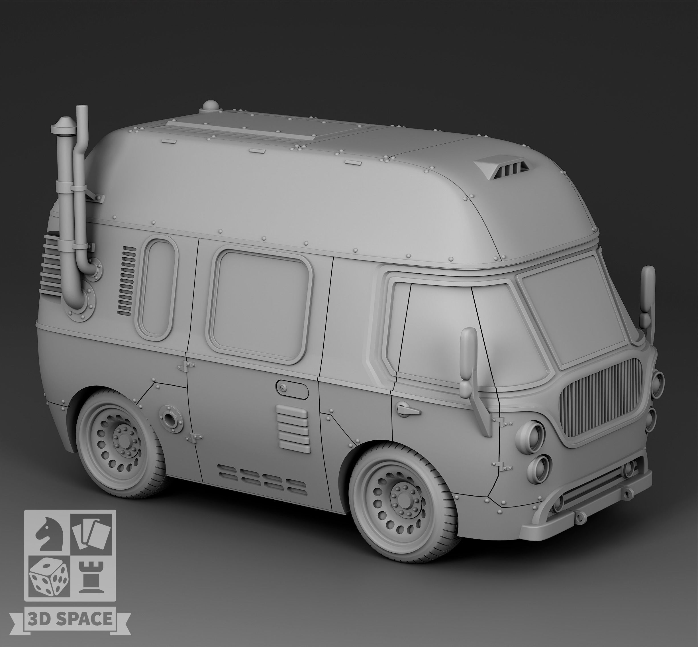 Futuristic Minibus with food 3D print model_2