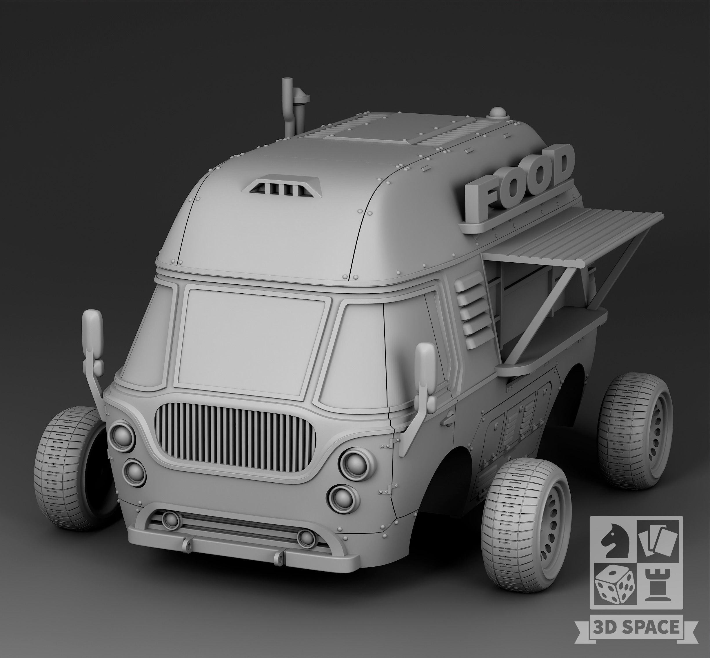 Futuristic Minibus with food 3D print model_3