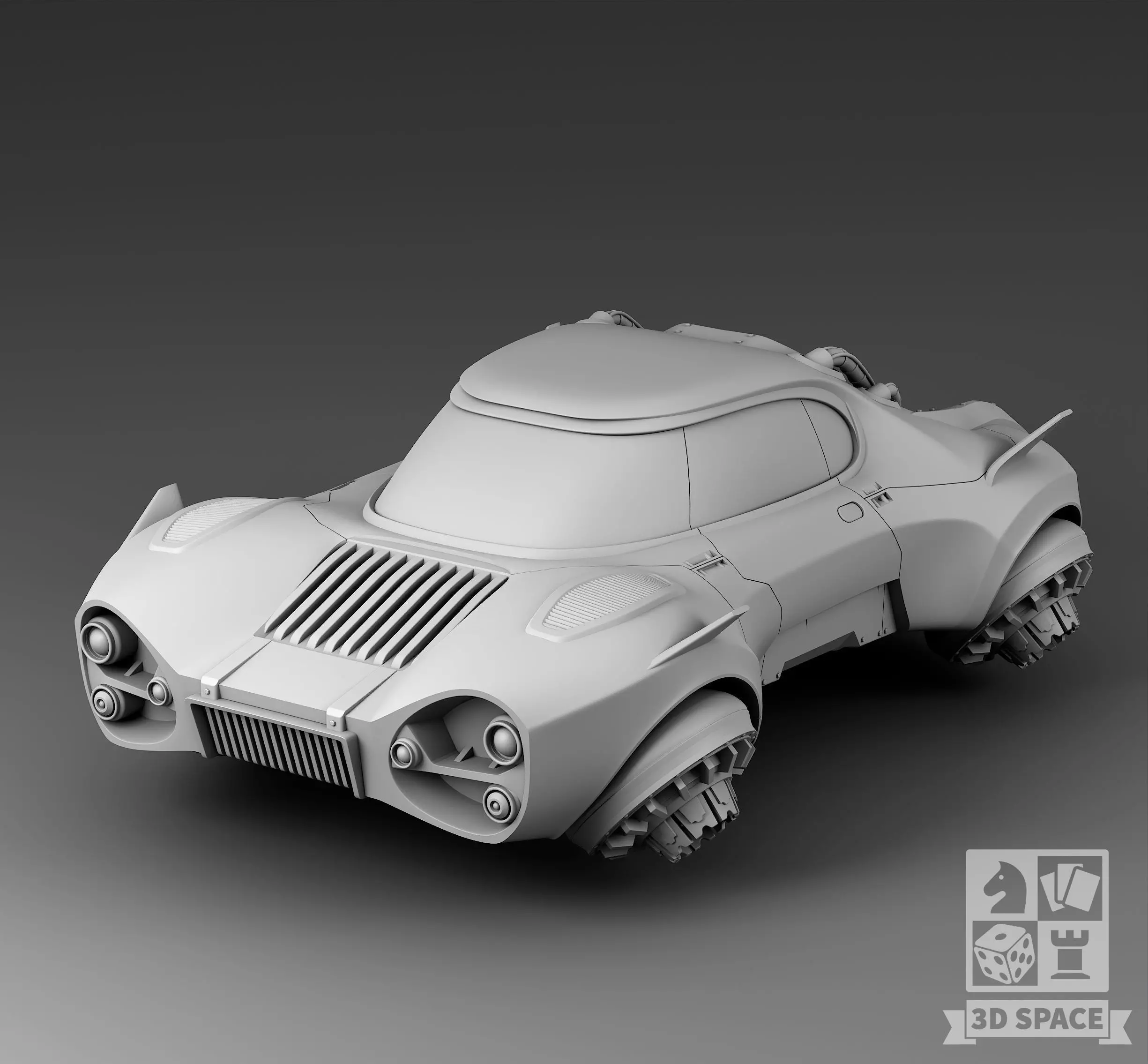 Futuristic Maneuverable car 3D print model