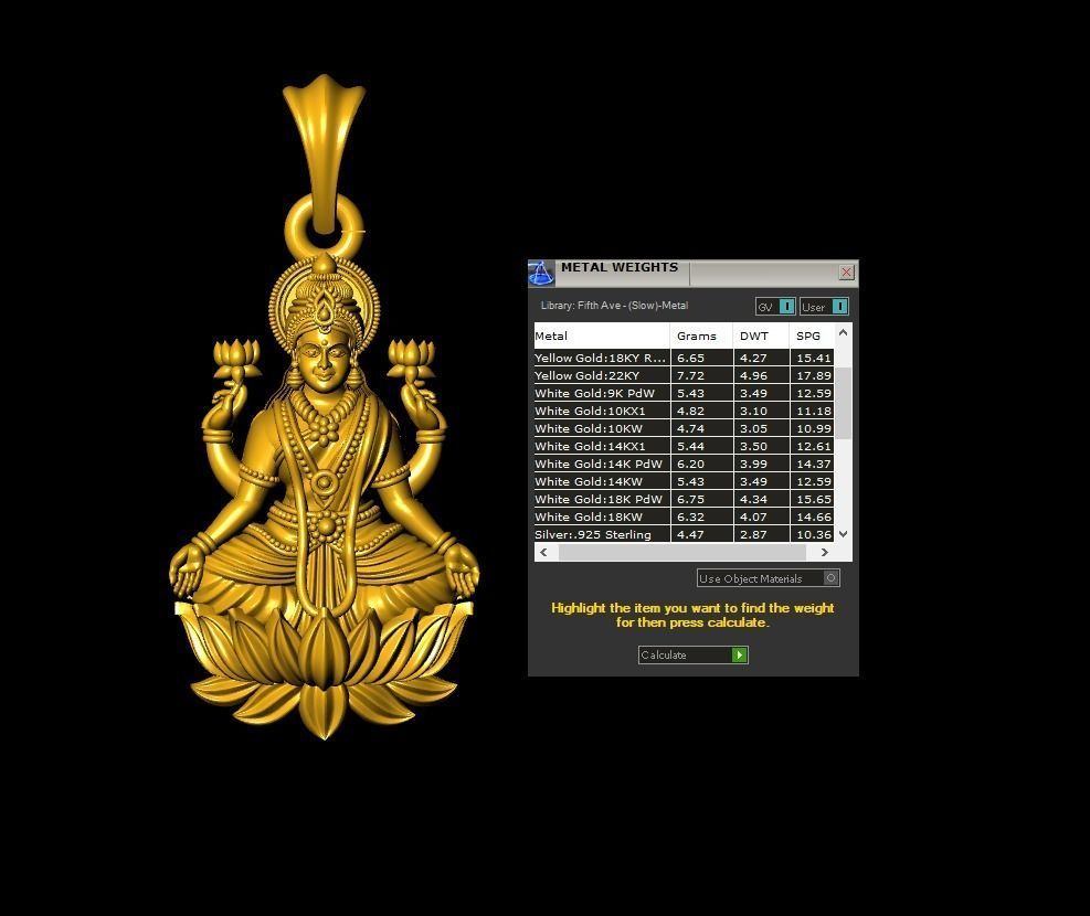Laxmi pendant Artwork-88 3D print model_3