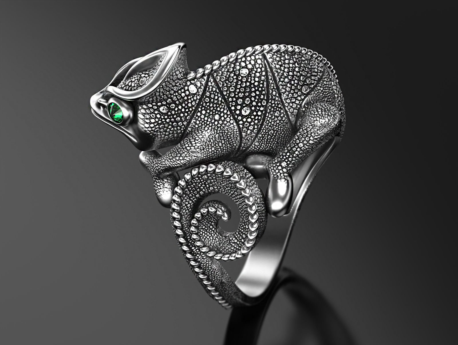 Chameleon ring  3D print model_4
