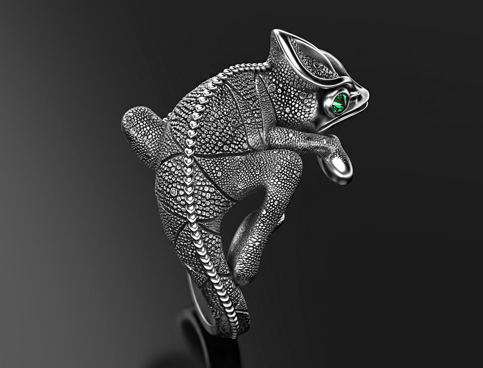 Chameleon ring  3D print model_6