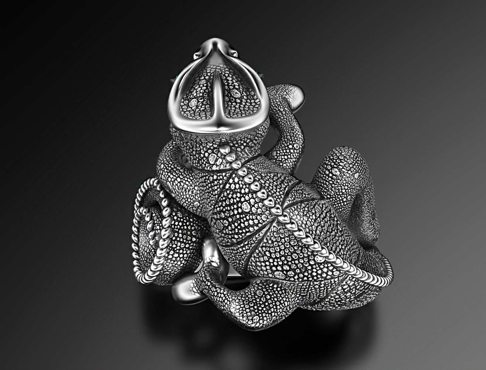 Chameleon ring  3D print model_7