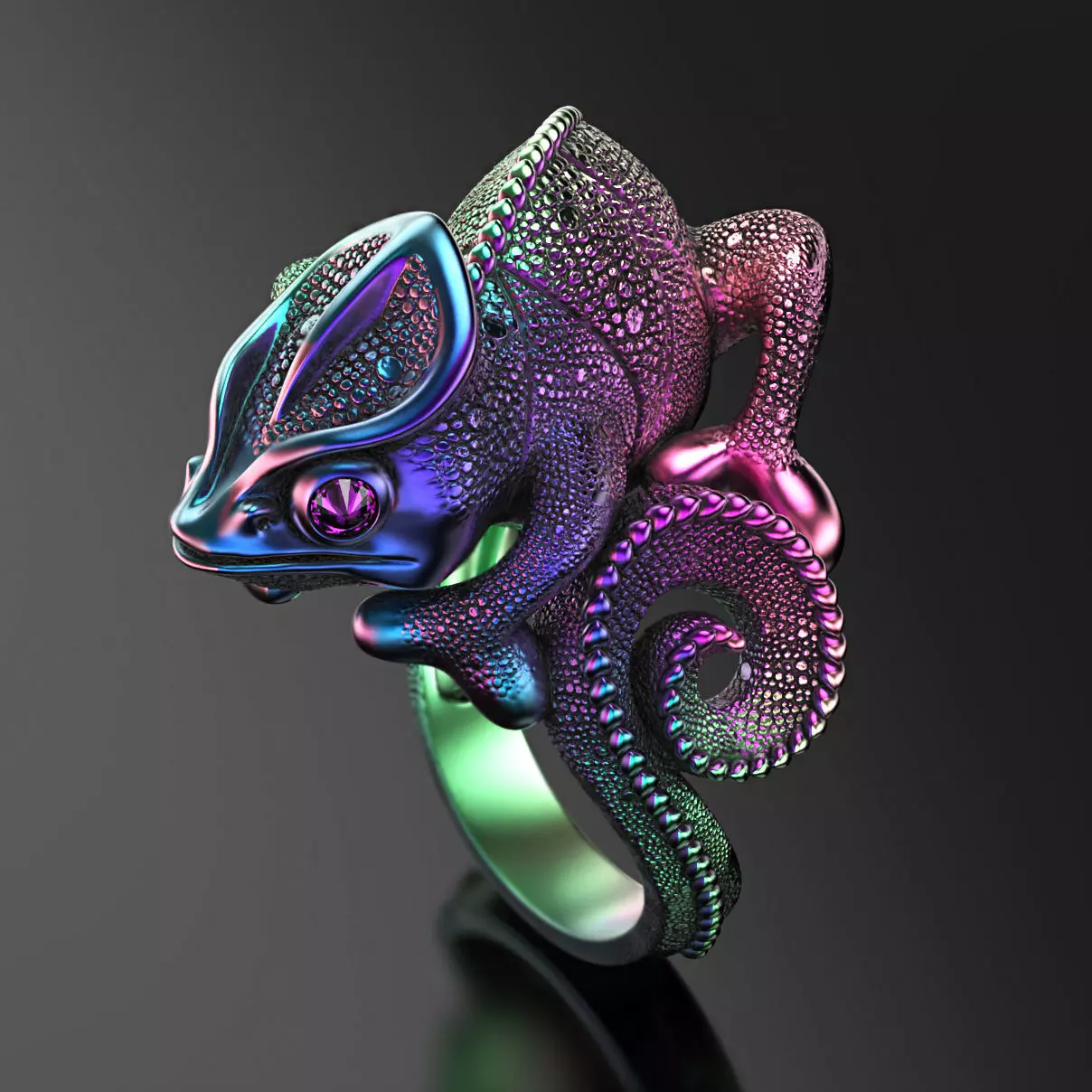 Chameleon ring  3D print model_0