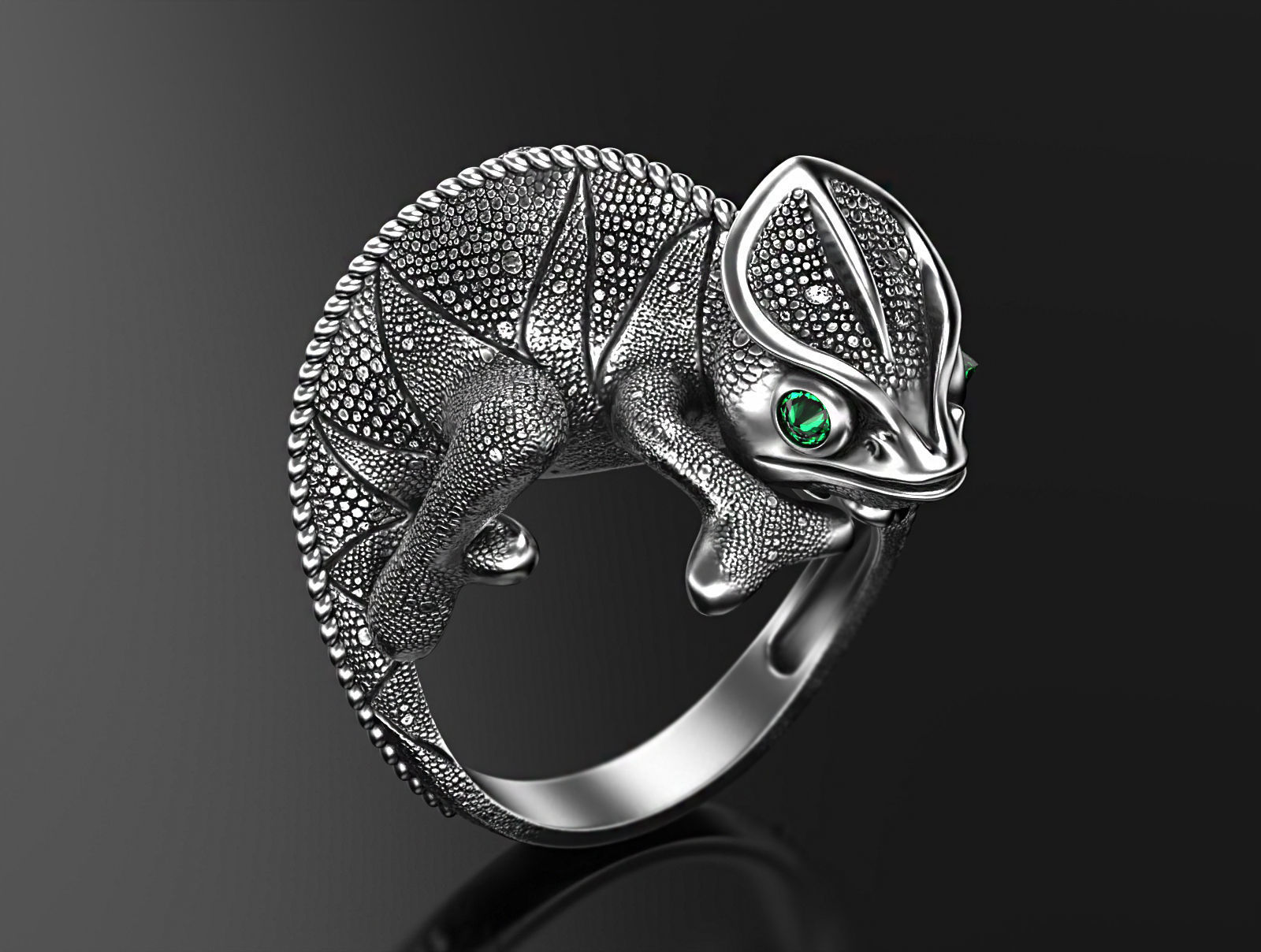 Chameleon ring  3D print model_1