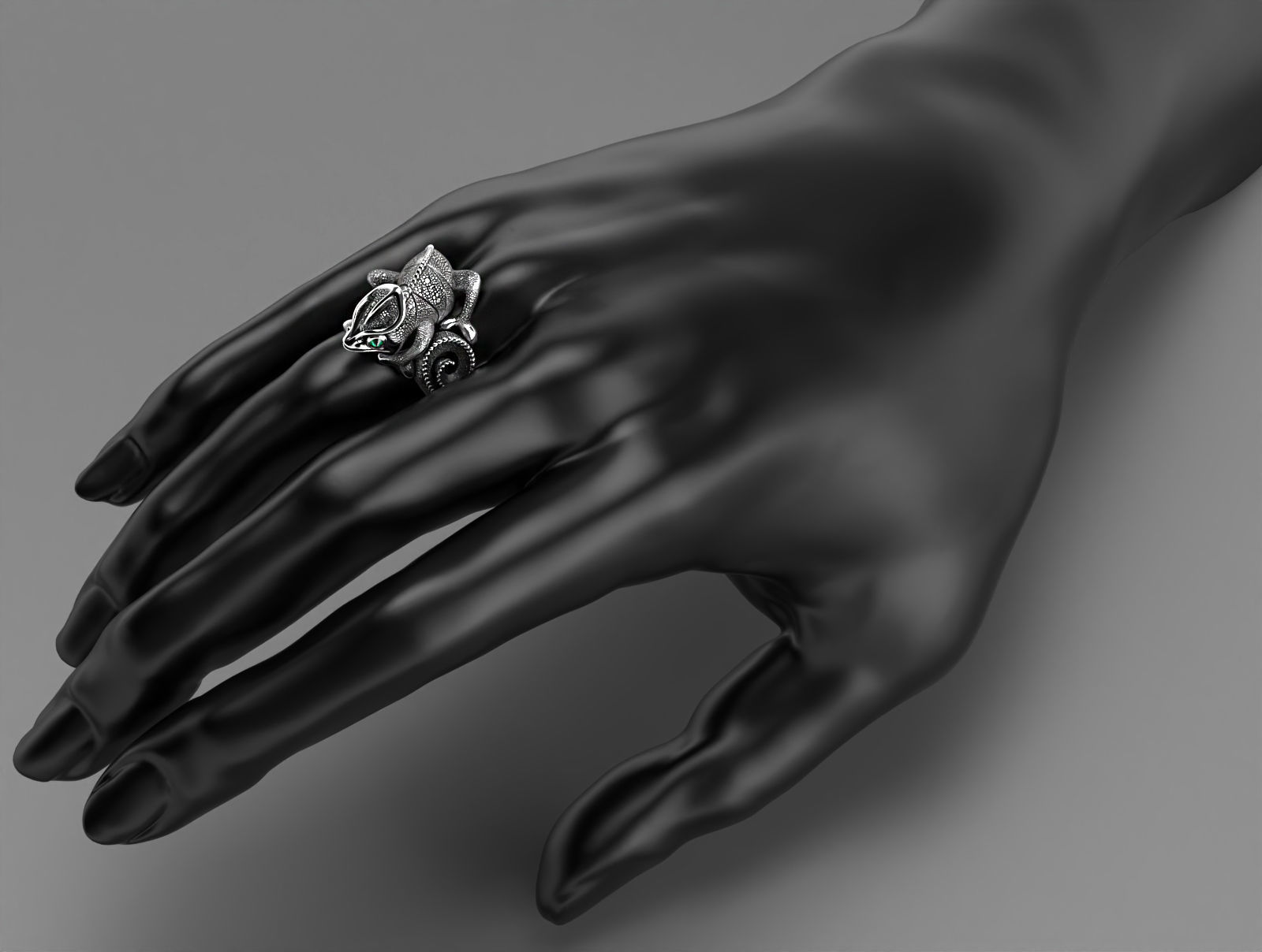 Chameleon ring  3D print model_11