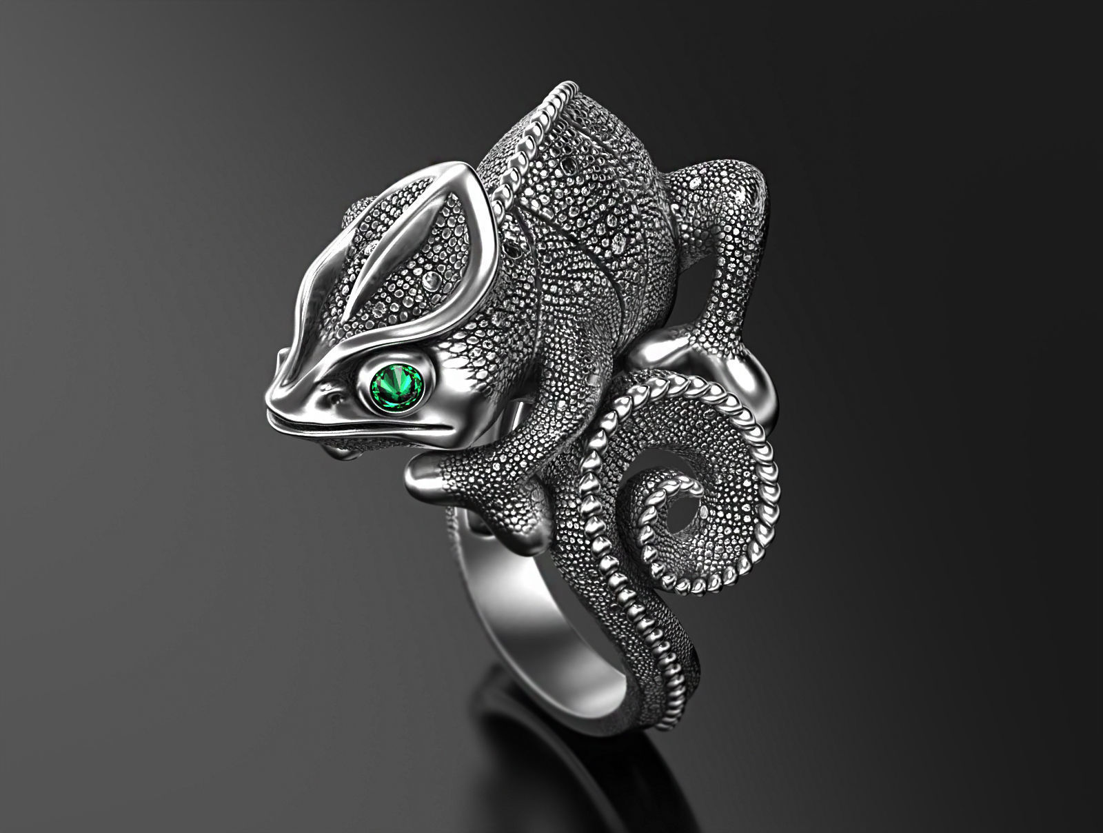 Chameleon ring  3D print model_3