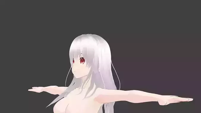T pose rigged model - Yunohana Yuna anime girl 3D model