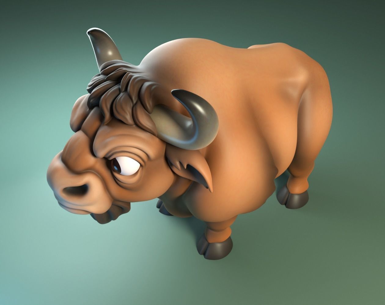 Buffalo Cartoon 3D print model_4