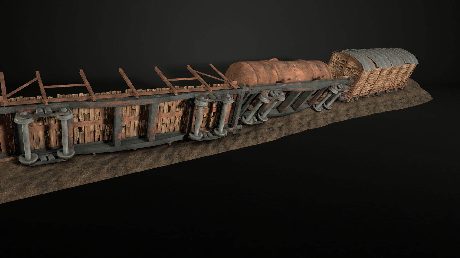 Enviro Train Barricade Game Asset Low-poly 3D model_10
