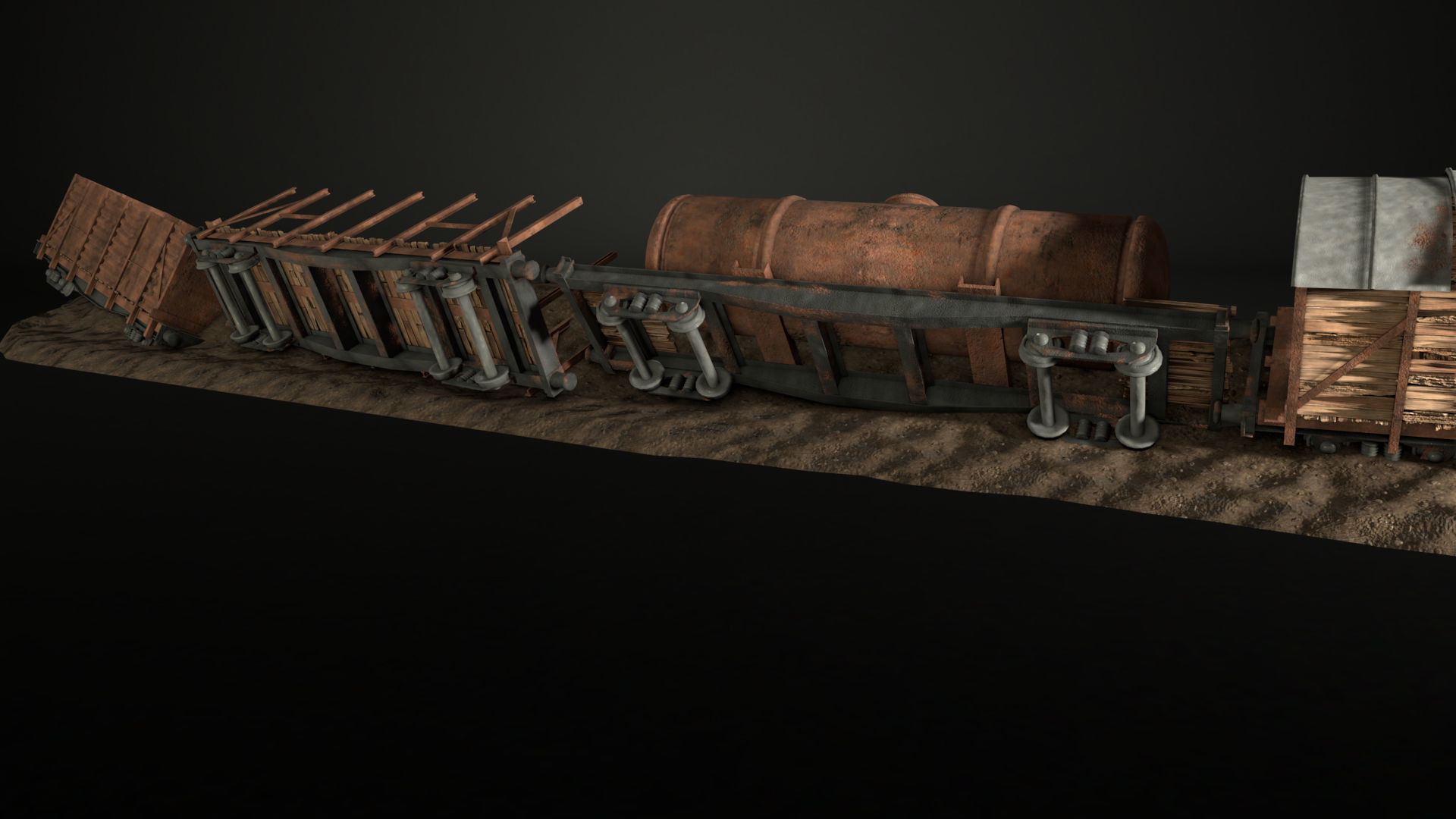 Enviro Train Barricade Game Asset Low-poly 3D model_2