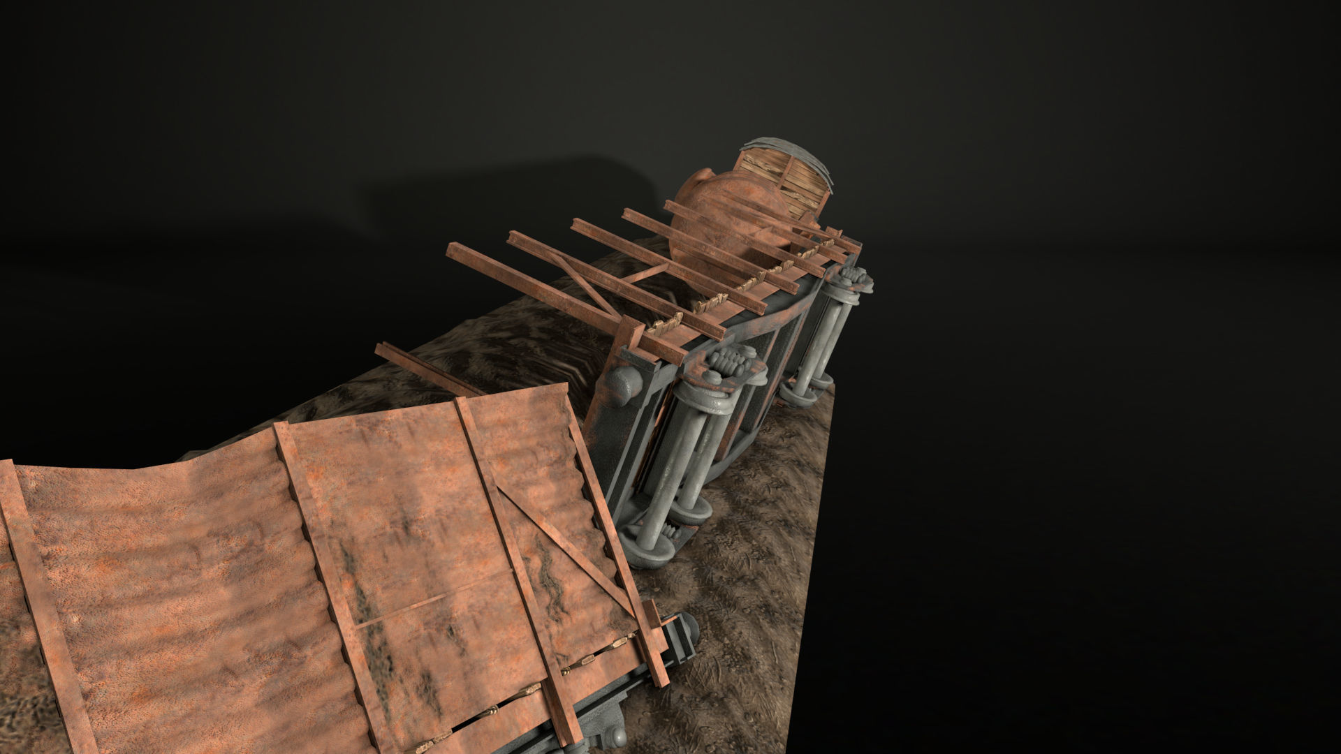 Enviro Train Barricade Game Asset Low-poly 3D model_7