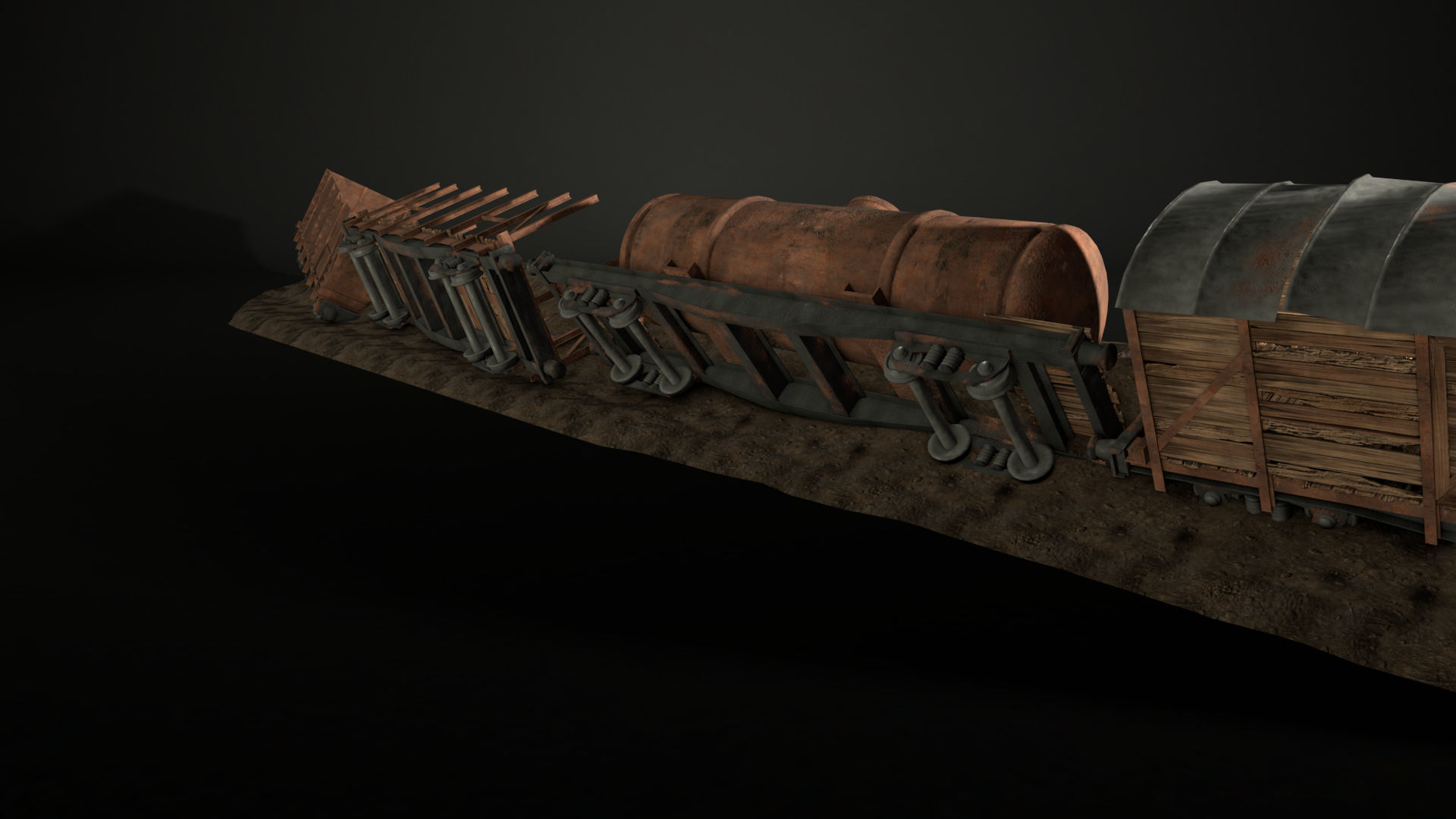 Enviro Train Barricade Game Asset Low-poly 3D model_4