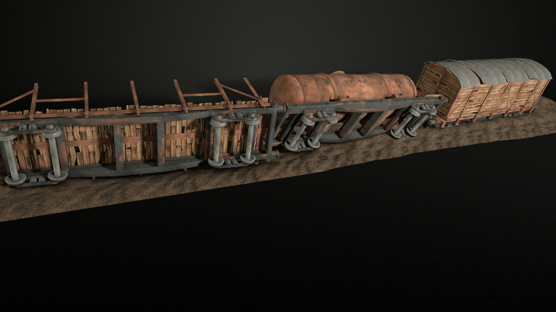 Enviro Train Barricade Game Asset Low-poly 3D model_11