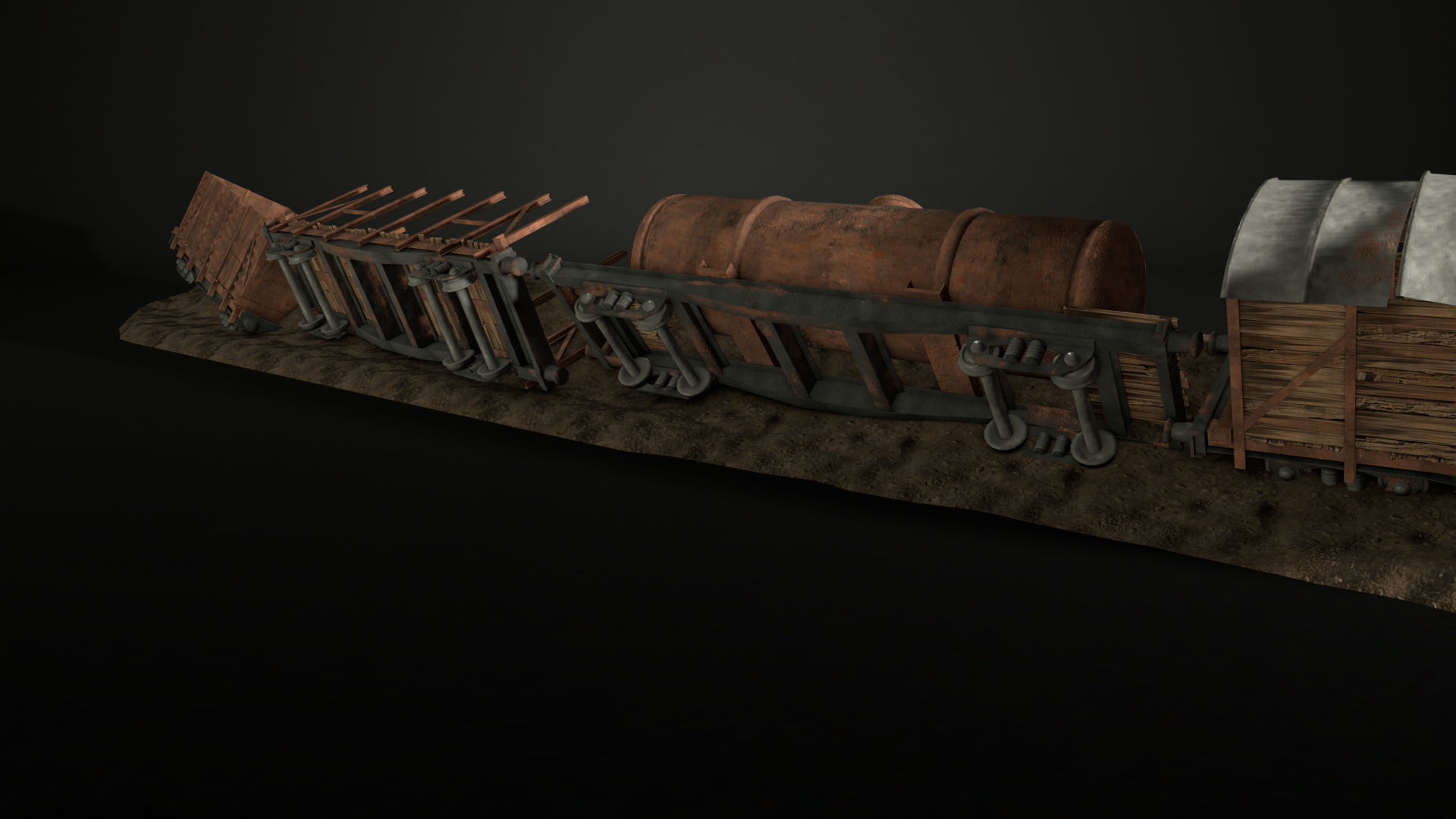 Enviro Train Barricade Game Asset Low-poly 3D model_3