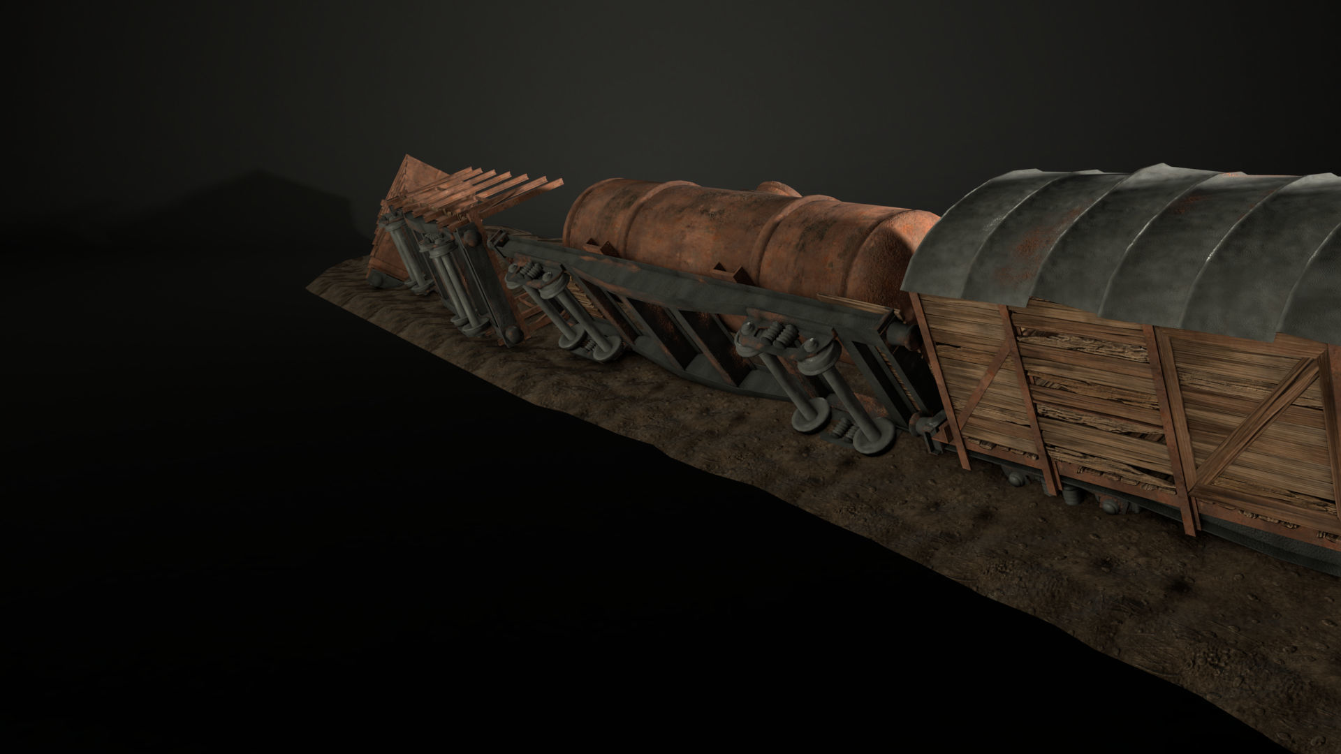 Enviro Train Barricade Game Asset Low-poly 3D model_5