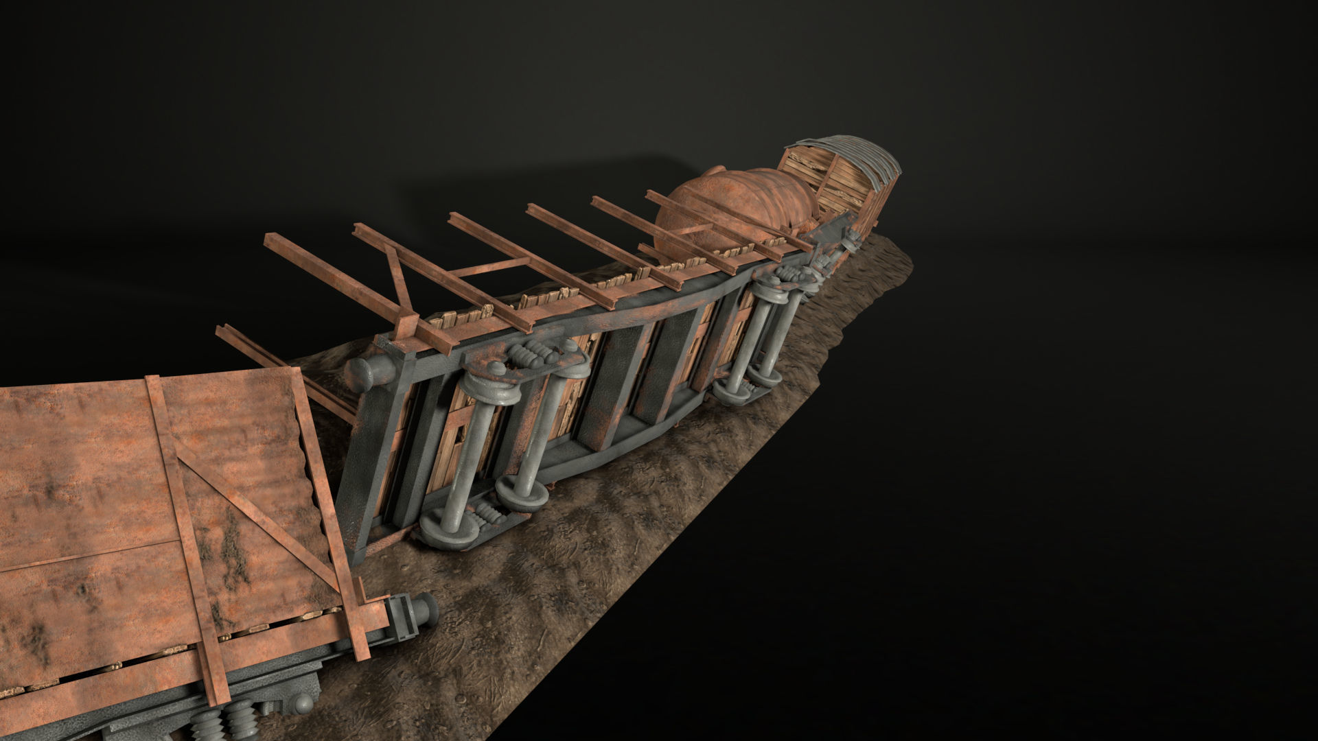 Enviro Train Barricade Game Asset Low-poly 3D model_8
