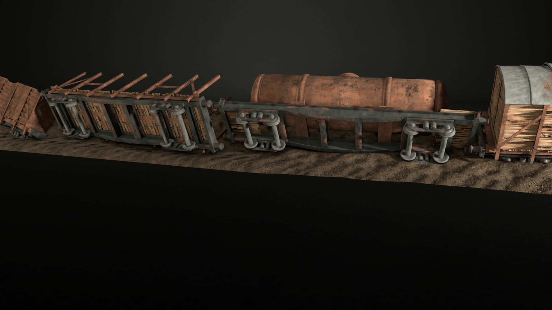 Enviro Train Barricade Game Asset Low-poly 3D model_16
