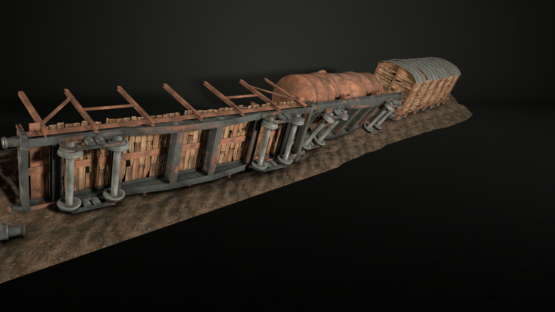 Enviro Train Barricade Game Asset Low-poly 3D model_9