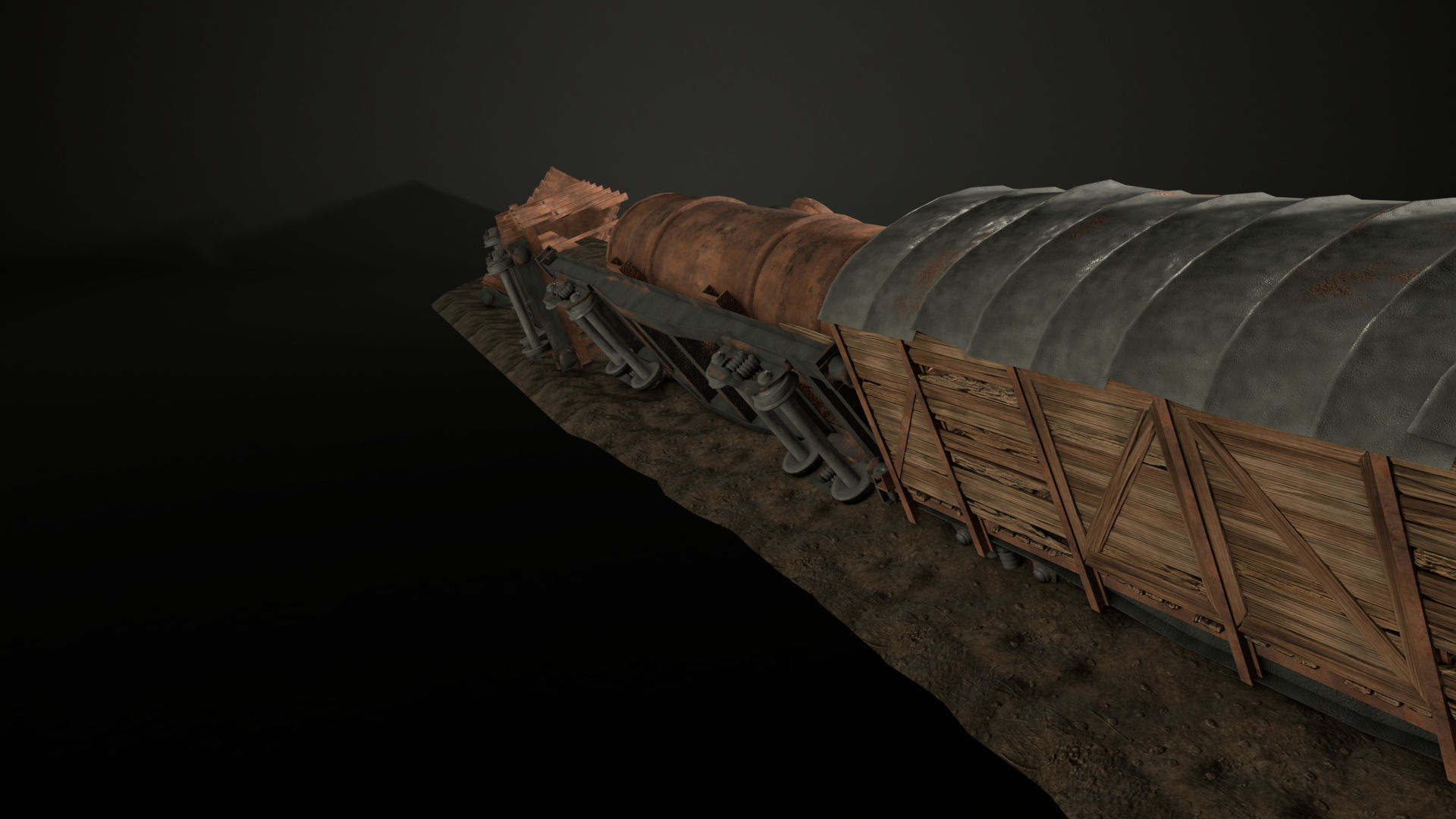 Enviro Train Barricade Game Asset Low-poly 3D model_6