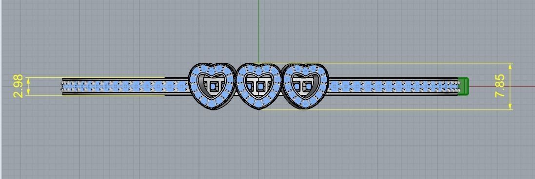 Bracelet with hearts N012581 3D print model_8