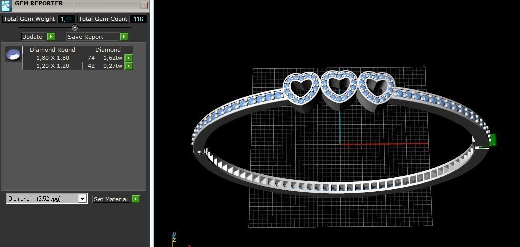 Bracelet with hearts N012581 3D print model_10