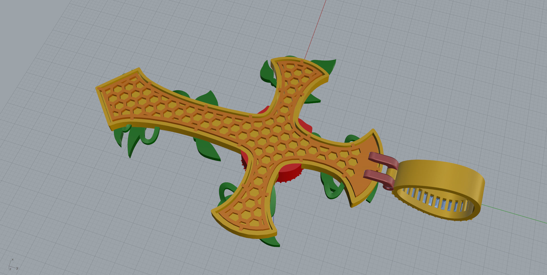 Cross with roses Pendant  3D print model_10