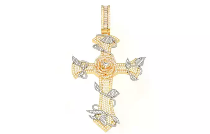 Cross with roses Pendant 