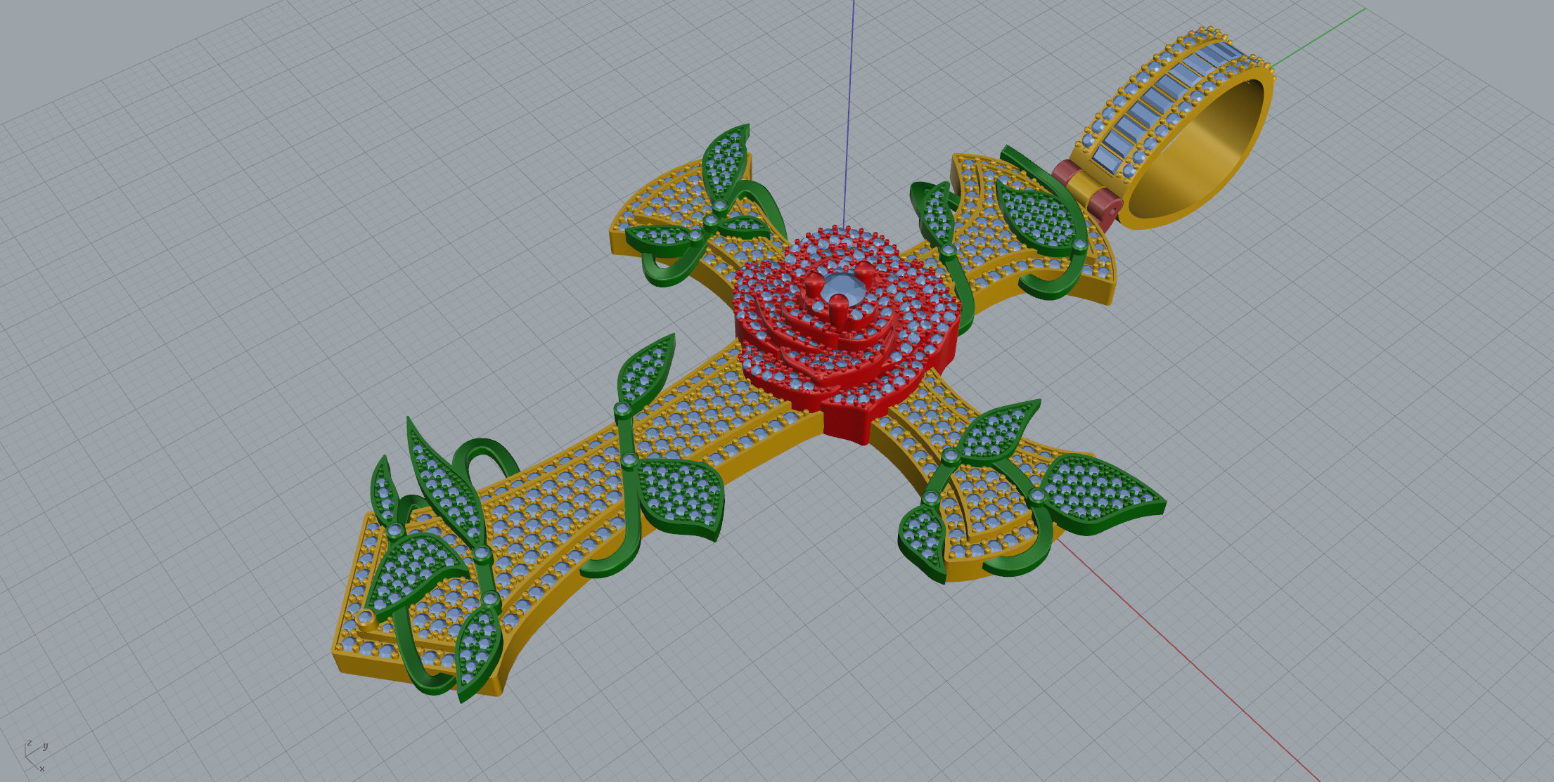 Cross with roses Pendant  3D print model_8