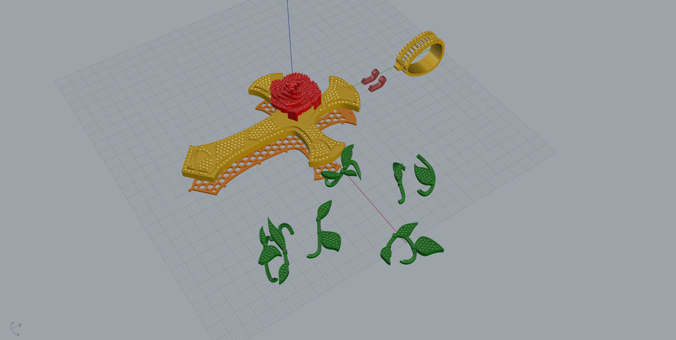 Cross with roses Pendant  3D print model_11