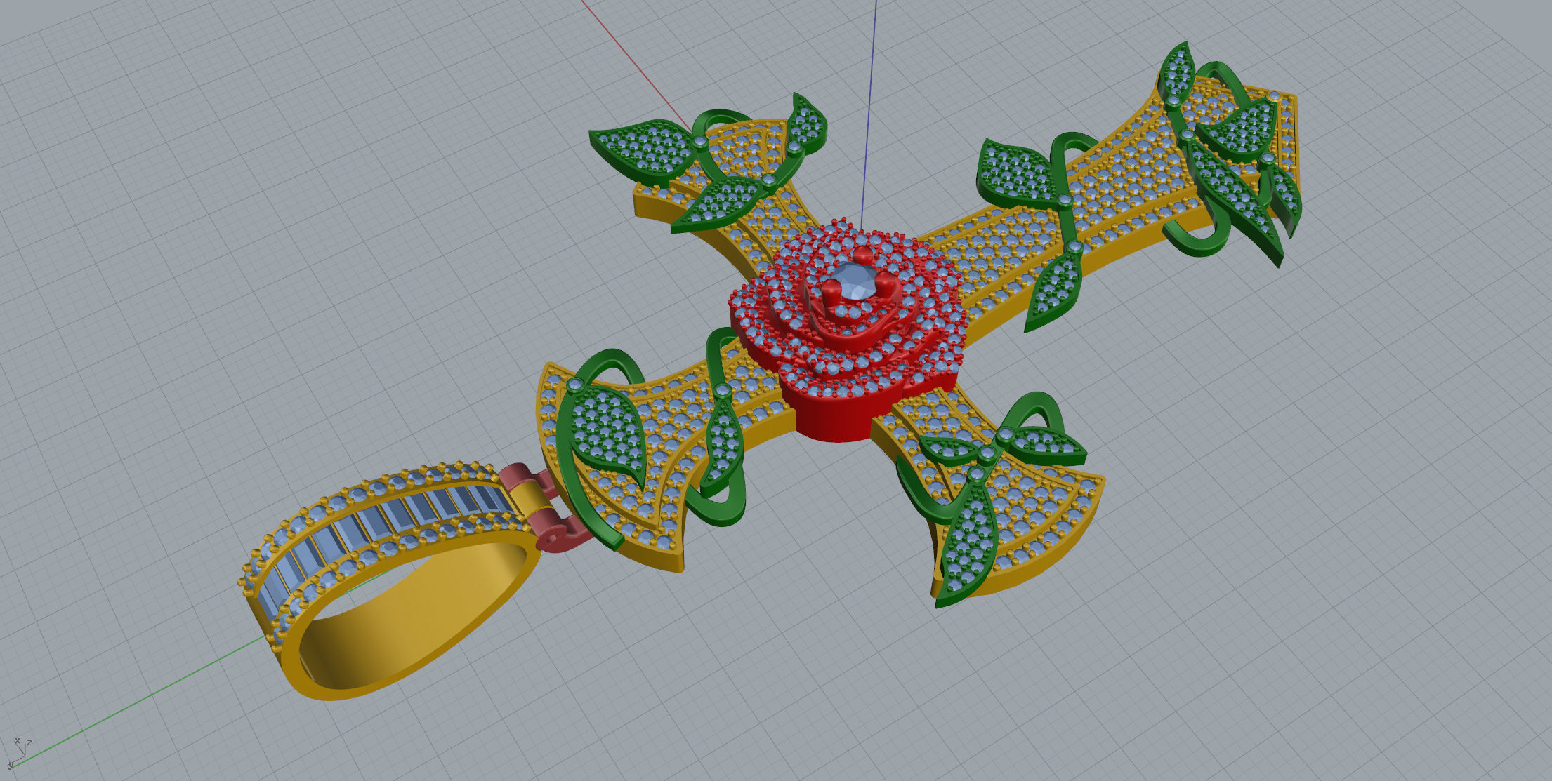 Cross with roses Pendant  3D print model_6