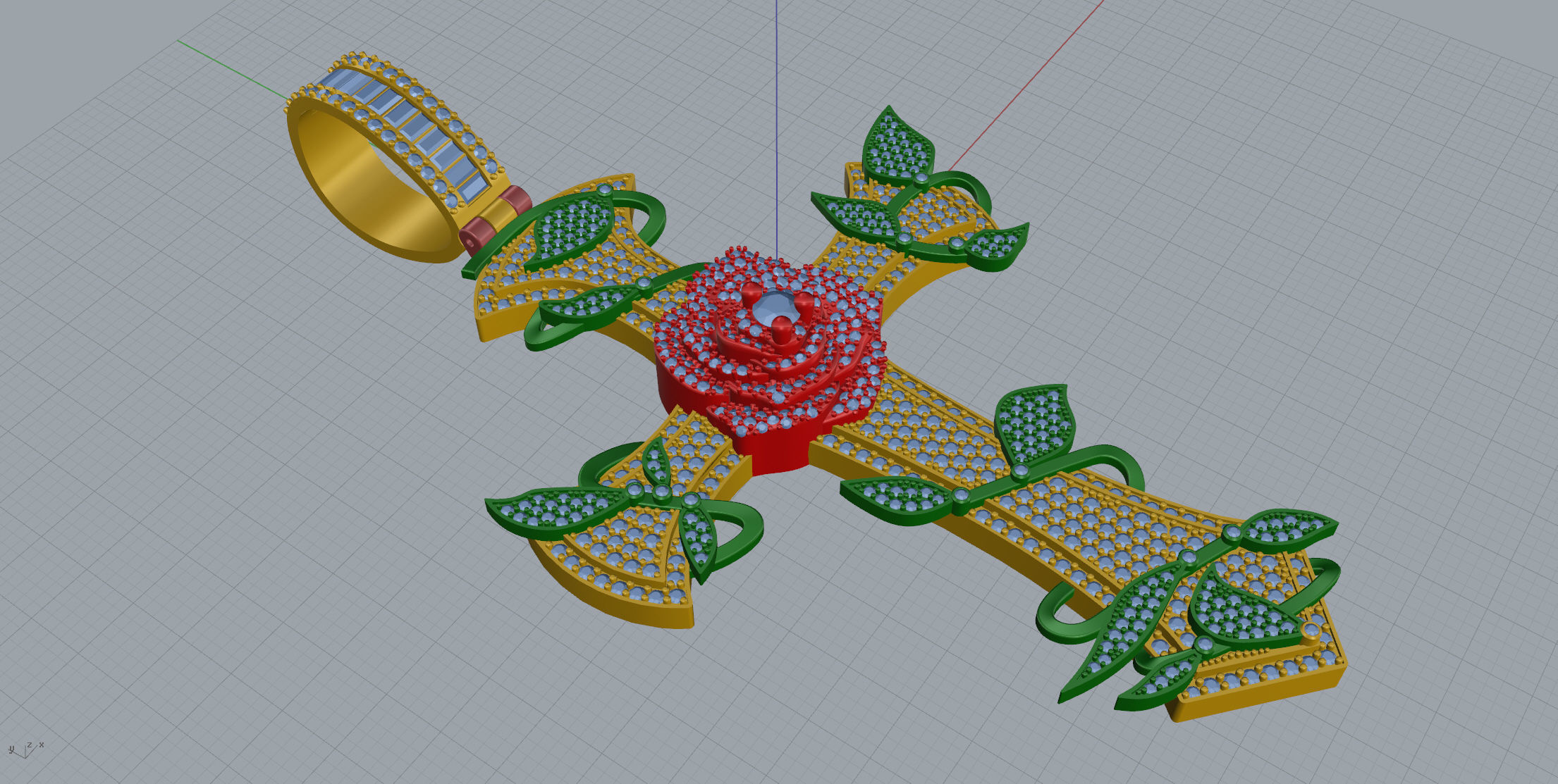 Cross with roses Pendant  3D print model_5