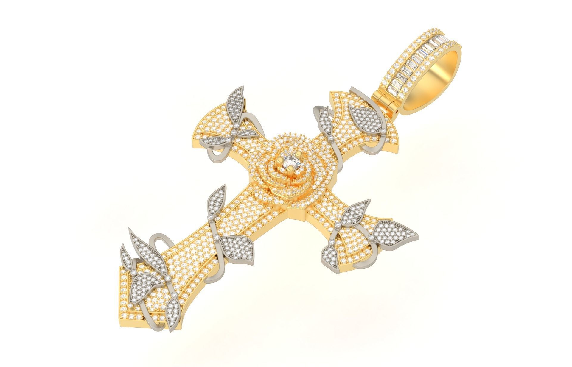 Cross with roses Pendant  3D print model_2