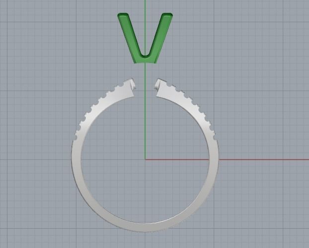 Soliter ring with one stone N012567 3D print model_2