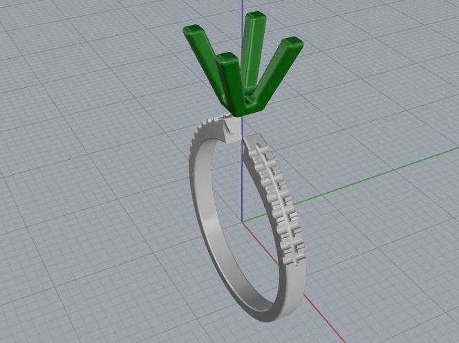 Soliter ring with one stone N012567 3D print model_3