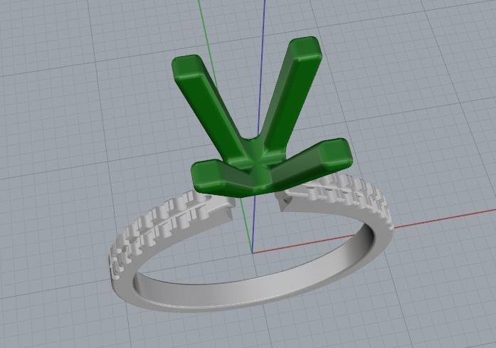 Soliter ring with one stone N012567 3D print model_5