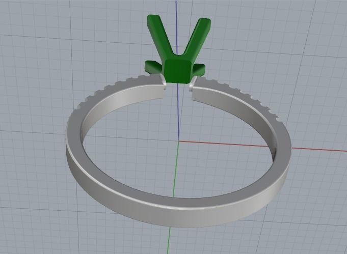 Soliter ring with one stone N012567 3D print model_4