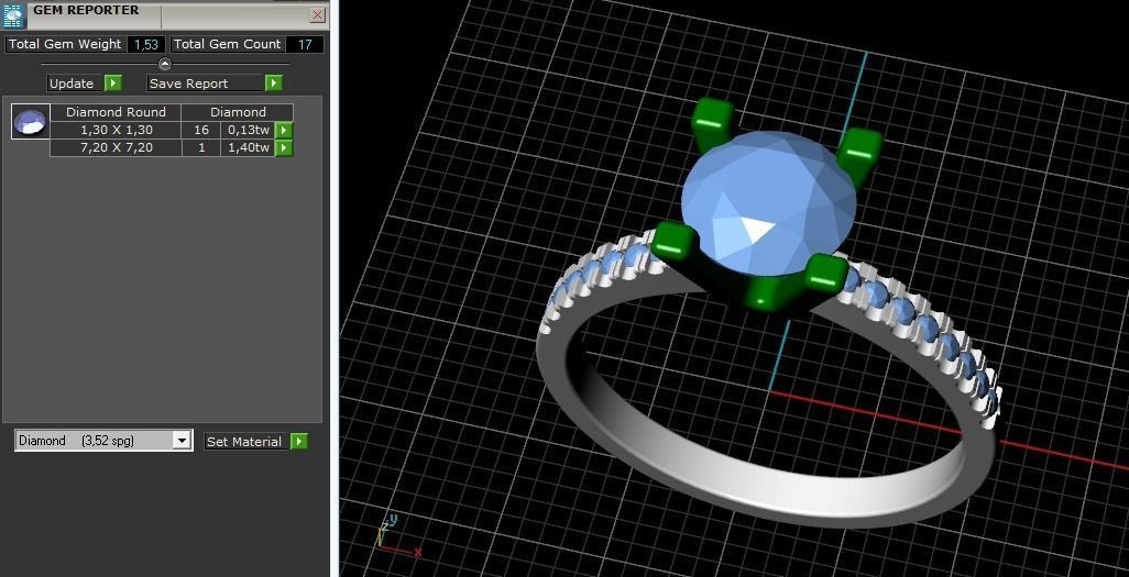 Soliter ring with one stone N012567 3D print model_9