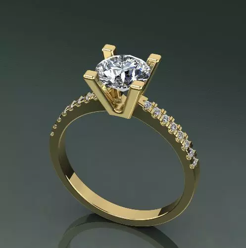 Soliter ring with one stone N012567 3D print model_0