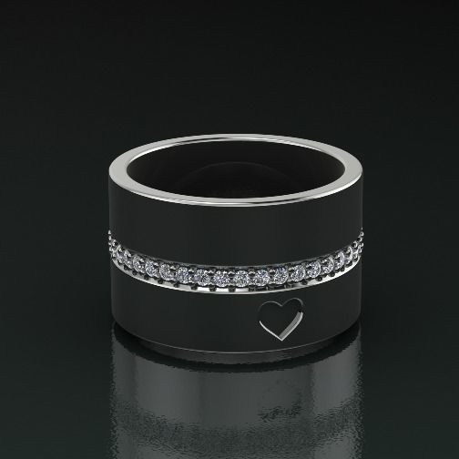 Ring with a heart N012566 3D print model_1