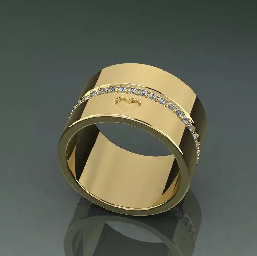 Ring with a heart N012566 3D print model_0