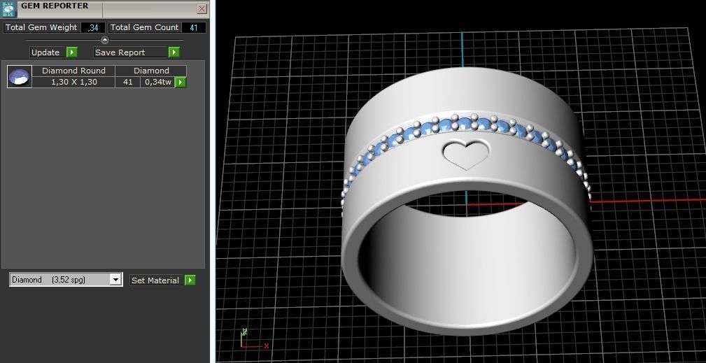 Ring with a heart N012566 3D print model_9