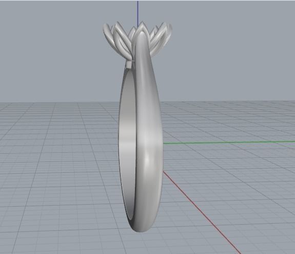 Soliter ring with one stone N012553 3D print model_4