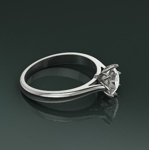 Soliter ring with one stone N012553 3D print model_1