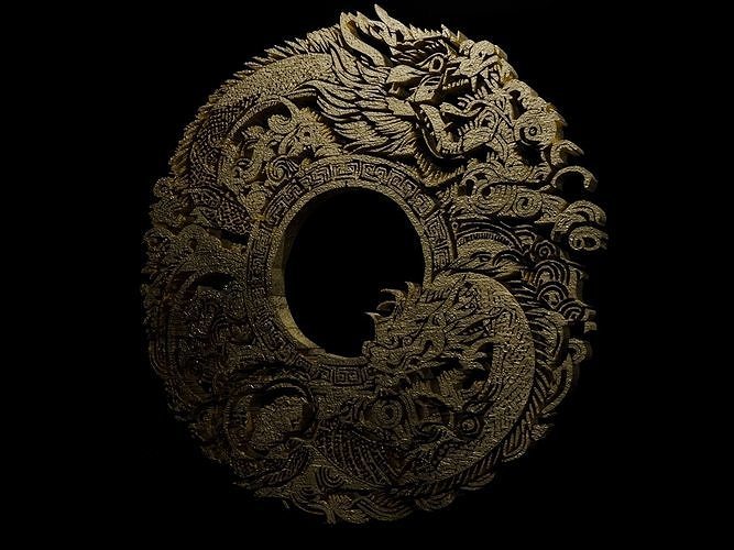 Japanese Dragon Medal - 3D Print Model  Free 3D print model