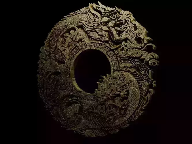 Japanese Dragon Medal - 3D Print Model 