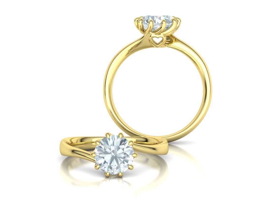 122 Paradise Engagement Solitaire Ring Big Stone 3DModel  3D print model_8